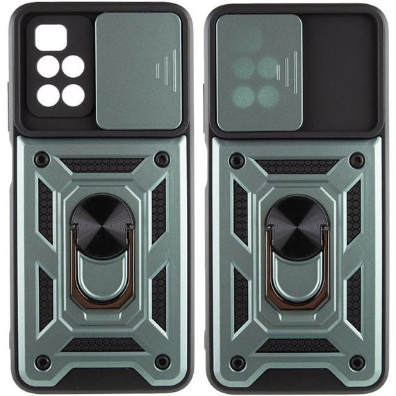Ударопрочный чехол Camshield Serge Ring для Xiaomi Redmi 10 TPU+PC, Шторка на камеру, Зеленый