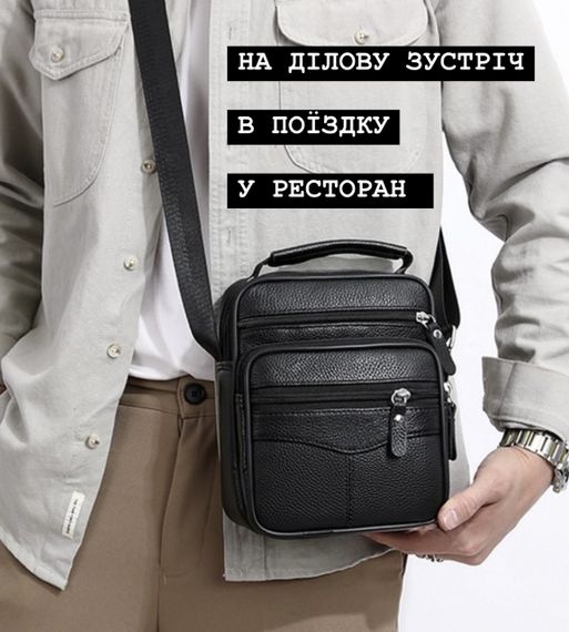 Чоловіча сумка-барсетка шкіряна чорна Tiding Bag 75003 | Зображення 6