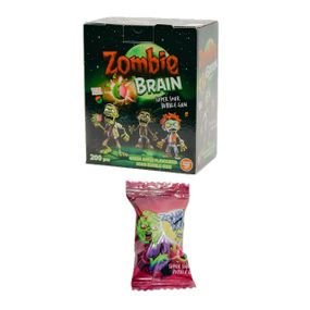 Zombie Brain Sour Bubble Gum Green Apple — жувальна гумка «Мозок зомбі» з кислим смаком зеленого яблука, упаковка 200 шт.