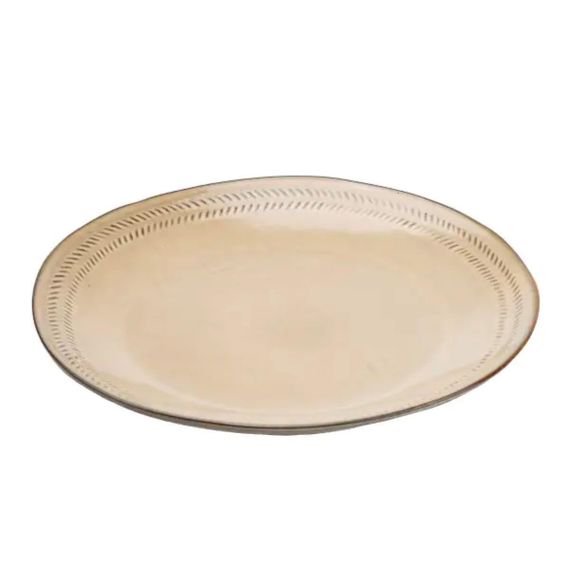 Тарелка сервировочная круглая фарфоровая 27.5 см бежевая HP23377 | Зображення 2