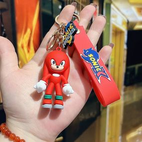 Брелок Наклз из мультфильма Соник (Sonic the Hedgehog) на карабине с ремешком Брелок фигурка Соник для ключей и рюкзака Красный