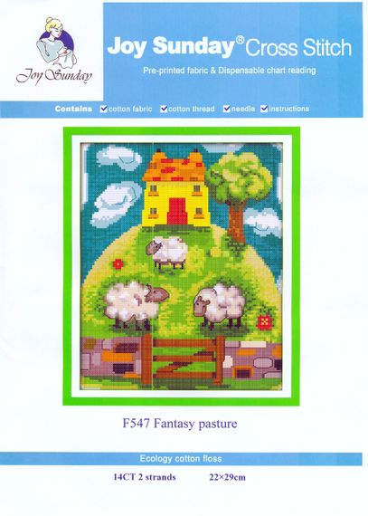 Набір для вишивання за нанесеною на канву схемою "Fantasy pasture". AIDA 14CT printed 22*29 см | Зображення 1