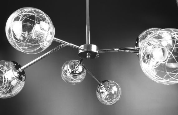 Люстра стельова на 6 лампочок 26219 Хром 25-63х65х65 см. | Зображення 4