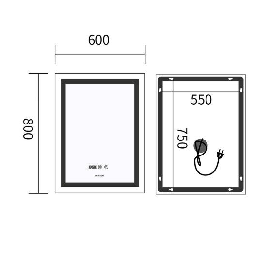 Дзеркало Mixxus Premium FLASH MR21-60x80 (LED Touch, Anti-fog, годинник) (MP6617) | Зображення 1