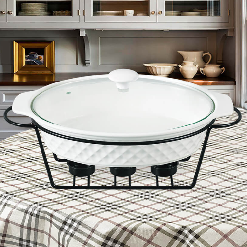 Марміт овальний 2,3л 37,5см кераміка скляна кришка + метал.підставка MR-11559-74 Maestro | Зображення 2