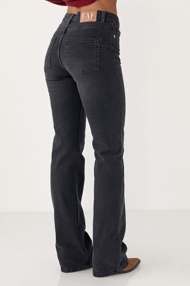 Жіночі прямі джинси з високою посадкою - чорний цвет, 40р (є розміри) | Зображення 1