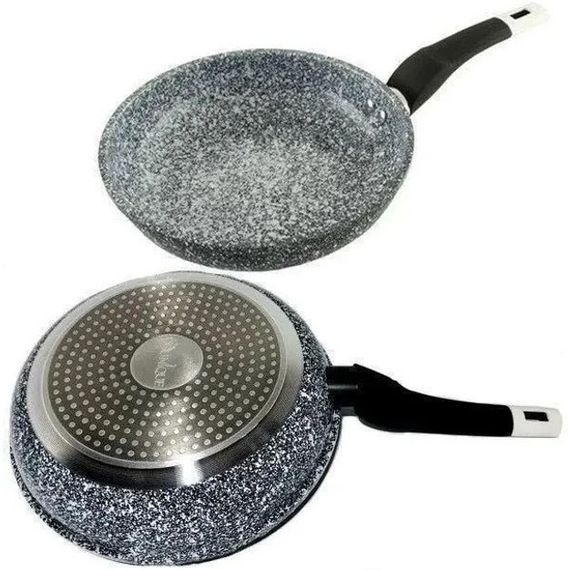 Сковорода с крышкой 20 см светлый гранит UNIQUE UN-5113 | Антипригарная сковорода | Гранитная сковорода | Зображення 3