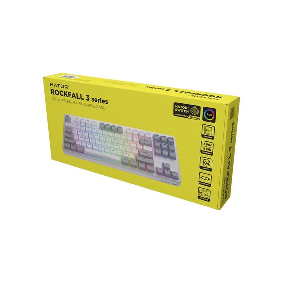 Клавіатура Hator Rockfall 3 Mecha TKL QMK/VIA Orange Wireless White (HTK851UA) | Зображення 6