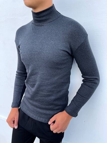 Мужской трикотажный утепленный гольф на флисе с воротником стойкой PA5644 цвет серый, размер S | Зображення 1