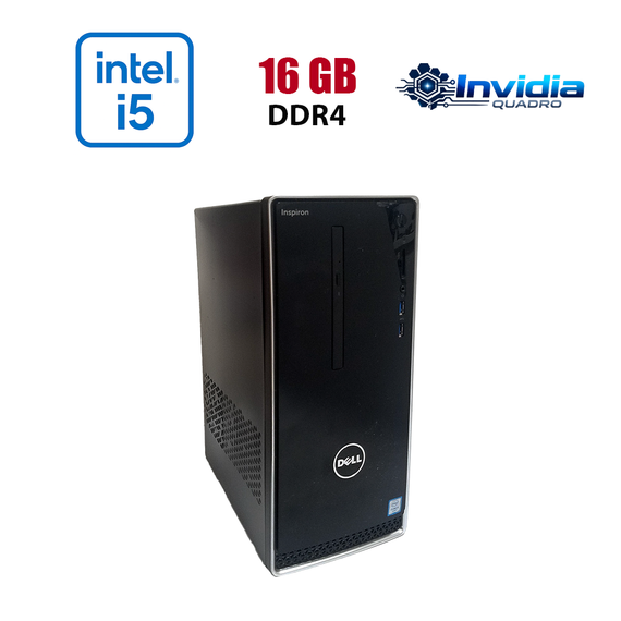 Ігровий ПК Dell Inspirion 3668 Tower / Intel Core i5-7400 (4 ядра по 3,0 - 3,5 ГГц) / 16 ГБ DDR4 / 256 ГБ SSD / nVidia Quadro P2000, 5 ГБ GDDR5, 160-біт / Wi-Fi+Bluetooth / DVD / Win 10 Home Lic б/в