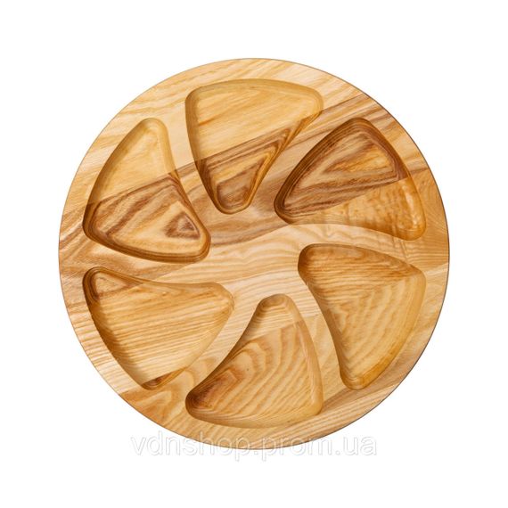 Менажниця дерев'яна 30 см кругла на 6 секцій, ясен T30W300