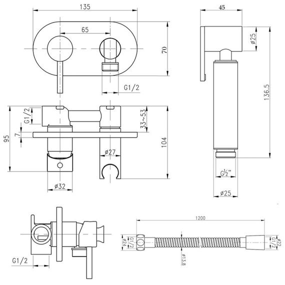 Набір для гігієнічного душу зі змішувачем Qtap Inspai-Varius CRM V00440501 | Зображення 1