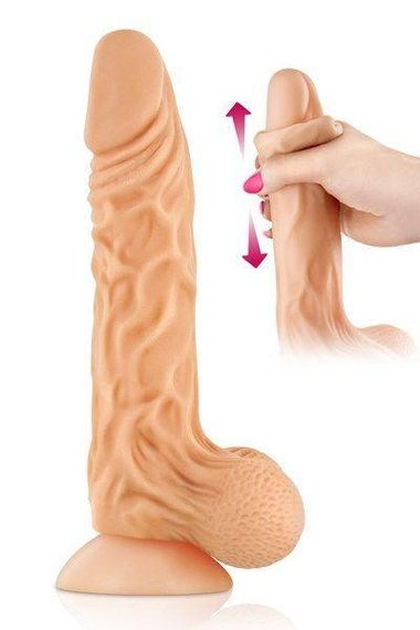 Фалоімітатор із рухомою крайньою плоттю Real Body — Real Max, діаметр 4,3 см, TPE sexstyle | Зображення 3
