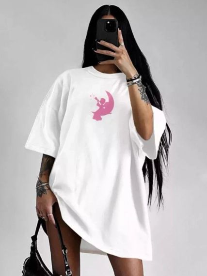 Футболка женская с принтом повседневная M Белая