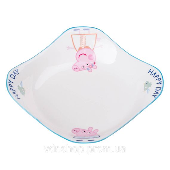 Порцелянова глибока глибока квадратна тарілка для дітей 350 мл HP-15-16 | Зображення 3