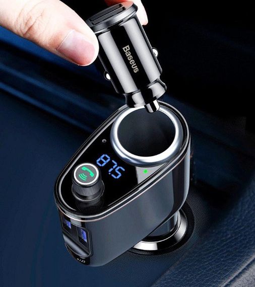 FM блютуз модулятор трансмітер Baseus Lokomotive S-06 CCALL-RH01 адаптер зарядний пристрій Чорний | Зображення 4