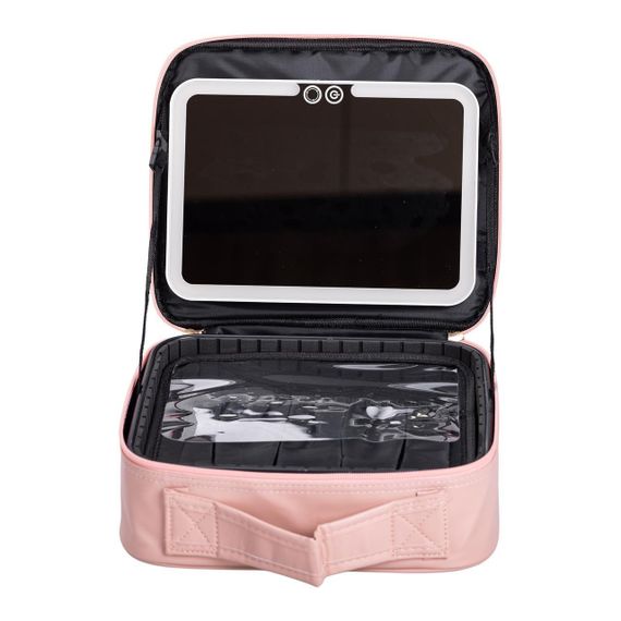 Органайзер косметичка из эко кожи с зеркалом и подсветкой 26×22×9 см HP-10-2AP | Зображення 1