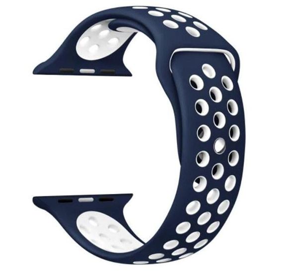 Спортивный ремешок с перфорацией Primo для Apple Watch 38mm / 40mm / 41mm - Dark Blue&White | Зображення 2