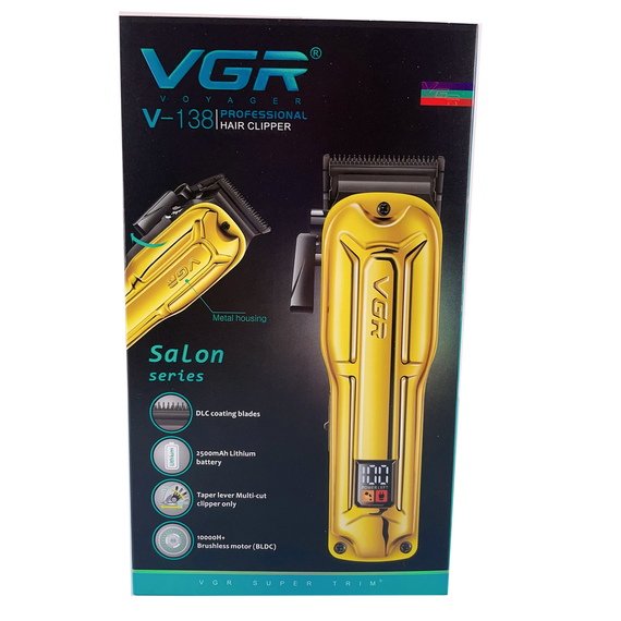 Акумуляторна машинка для стрижки VGR V-138 GOLD, 4 насадки, 7000 RPM, 2500 mAh, LED дисплей | Зображення 8