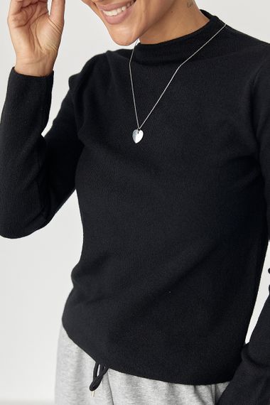 Однотонний жіночий гольф з горловиною-стійкою - чорний цвет, ONE SIZE (є розміри) | Зображення 3