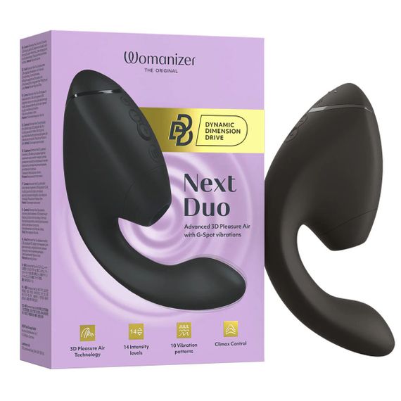 Подвійний вакуумний кліторальний стимулятор з вібрацією Womanizer Next Duo - Black | Зображення 7