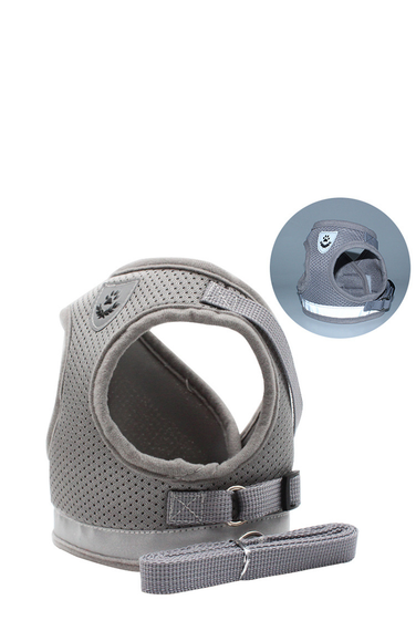 Нагрудна шлейка з повідком SV для домашніх тварин (котів та собак) Сірий, XL