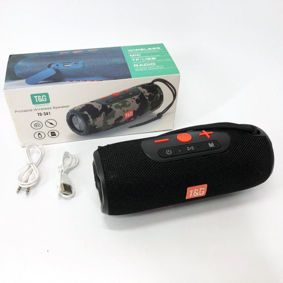 Портативна Bluetooth колонка TG341 зі шнурком, акумуляторна переносна колонка. Колір: чорний | Зображення 4