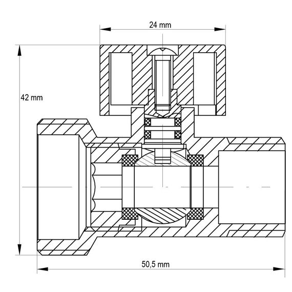 Кран трехходовой 1/2Mx3/4Mx1/2F Koer KR.515 (KR0103) | Зображення 2