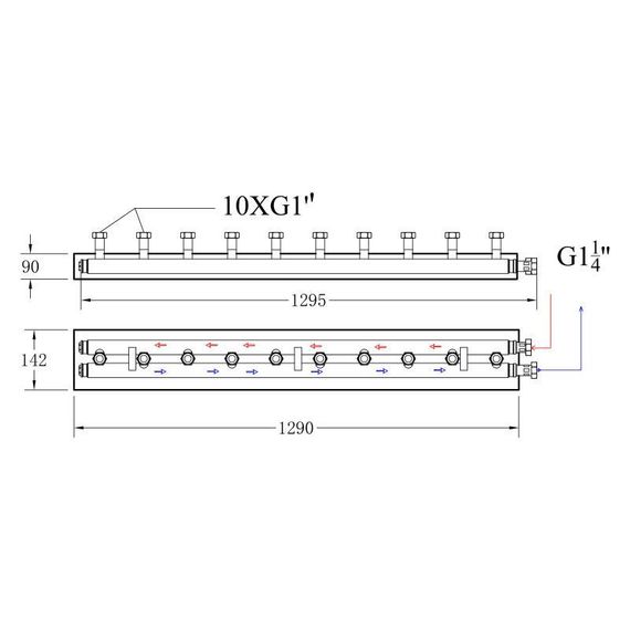 Колектор розподільний Thermo Alliance Forte Quick System для 5 насосних груп 1 1/4"x1, неірж. сталь SUS 304 TAF-QSK5 | Зображення 1