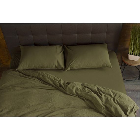 Комплект постельного белья SoundSleep Stonewash Adriatic Оливковый евро | Зображення 1