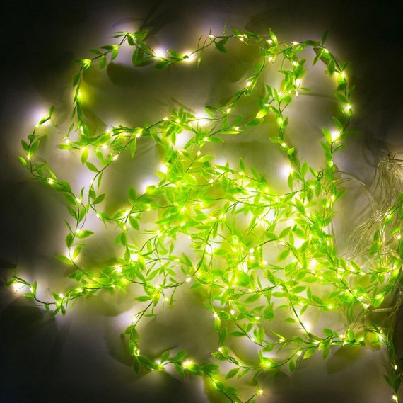 Новогодняя гирлянда 200 Led листьев плакучей ивы (Штора) на медной проволоке Мультицветная 3M*1M | Зображення 7