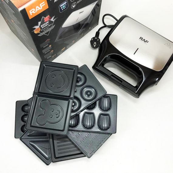 Гриль вафельница бутербродница RAF, Мультимейкер бутербродница орешница гриль для мяса и вафель KW-53 | Зображення 1