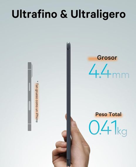 Клавіатура-чохол для iPad Air 2024 11”, Air 5/Air 4 10.9”, iPad Pro 11 4, 3, 2, 1 покоління, магнітна, ультратонка, сіра QWERTY | Зображення 2