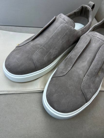 Сліпони Santoni без шнурівки чоловічі замшеві  сірі ob423 | Зображення 9