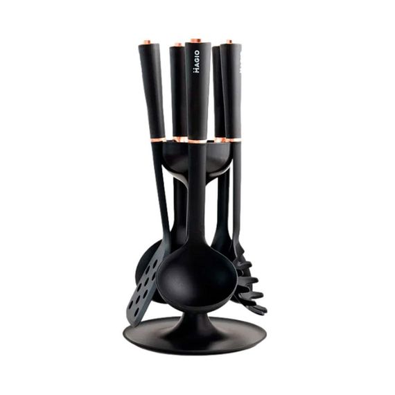 Силиконовые кухонные принадлежности MAGIO MG-1140, Набор поварешек на подставке, ZR-458 Набор поварской | Зображення 3