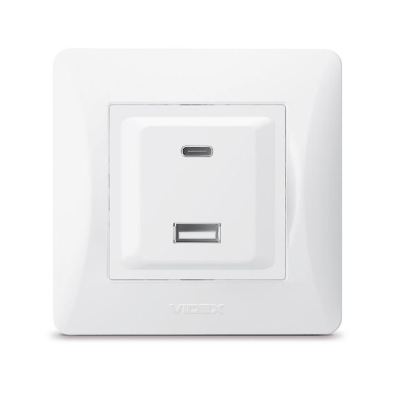 Розетка USB-A + USB-C PD20W біла VIDEX BINERA | Зображення 1