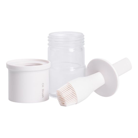 Баночка для олії з пензликом 300 мл диспенсер з пензликом для оливкової, соняшникової олії Білий HP-34-11W | Зображення 3