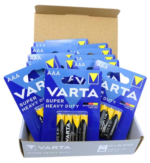 Батарейки VARTA Super Heavy Duty набір 48 шт пальчикові міні ААА R03 1.5 V сольова упаковка zinc carbon