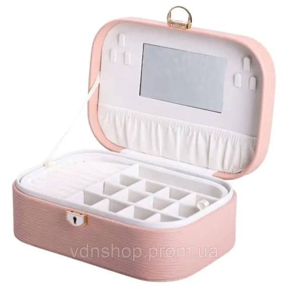 Скринька для прикрас з еко шкіри 2 яруси із замком органайзер для ювелірних виробів HP-5-1P | Зображення 1