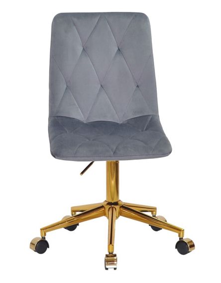 Стул на золотой ноге с колесами, с регулировкой высоты, поворотный Fred GD-Modern Office велюр серый OR-852 | Зображення 4
