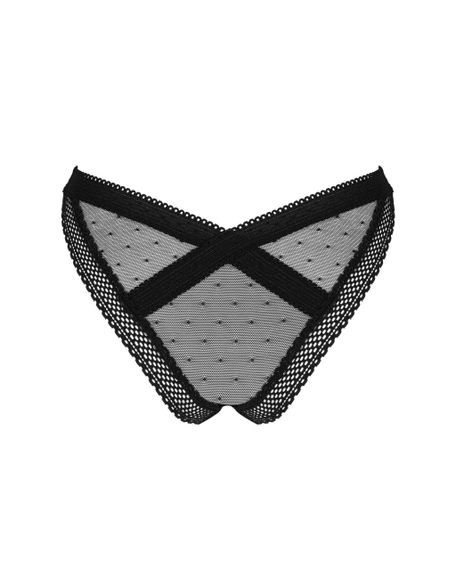 Мереживні трусики із заниженою талією Obsessive Estiqua panties, чорні, M/L | Зображення 5
