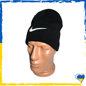 Шапка черная Nike брендовая универсальная, Найк. Шапка мужская, женская, подростковая, детская