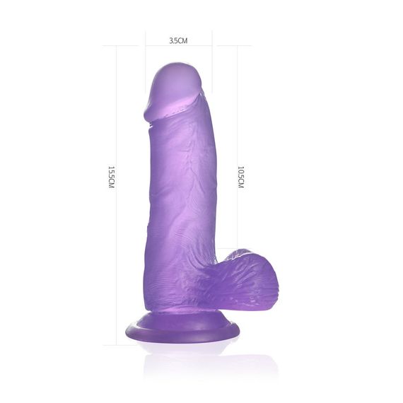 Фаллоимитатор с мошонкой - Jelly Studs Crystal Dildo Small 6" Purple sexstyle | Зображення 3