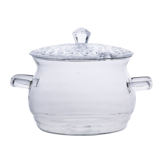 Кастрюля стеклянная с крышкой 2 литра из боросиликатного стекла посуда супница стеклянная с крышкой HP-34-6