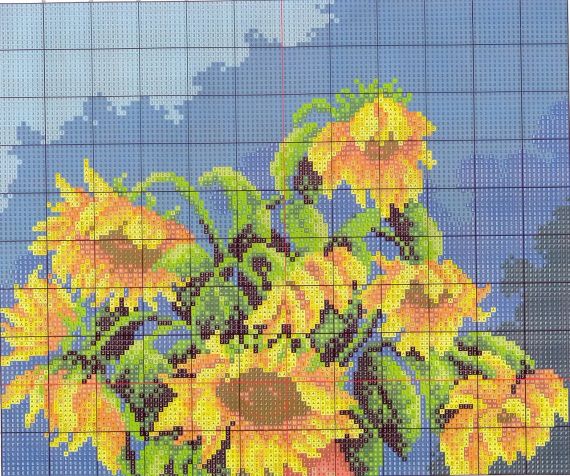 Набор для вышивания по нанесённой на канву схеме "Sunflower vase (3)" .AIDA 14CT printed, 29*36 см | Зображення 2