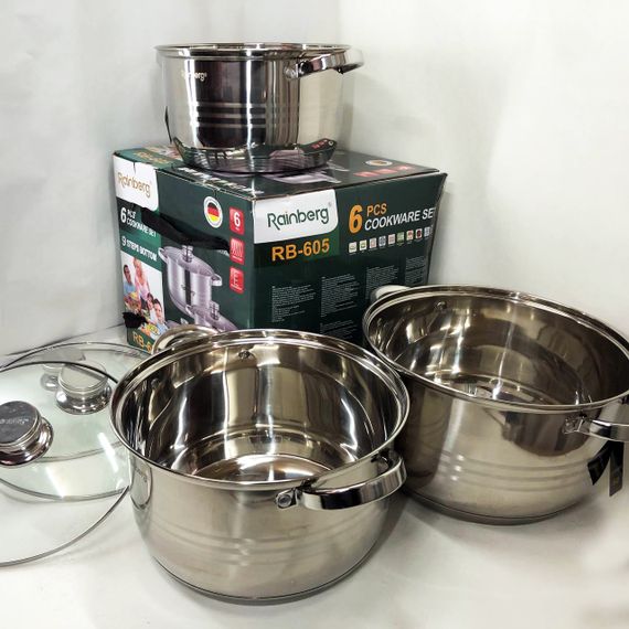 Набір каструль Rainberg RB-605 капсульне 9-ти шарове дно | Зображення 9