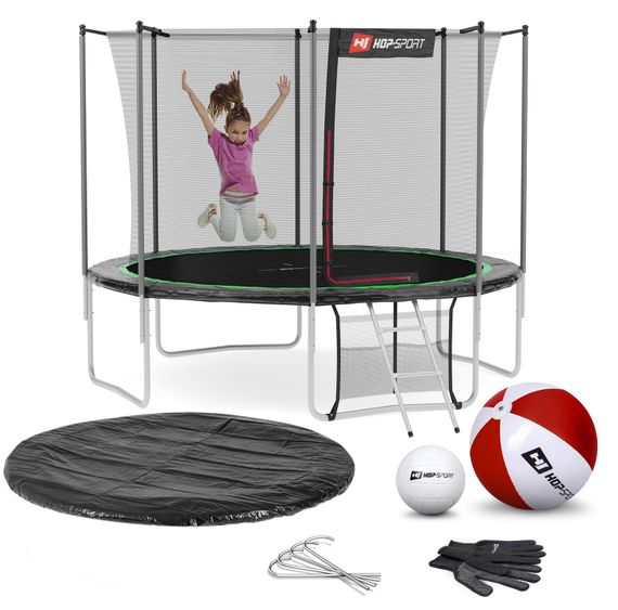 Батут Hop-Sport 10ft (305см) чорно-зелений з внутрішньою сіткою (4 ноги) | Зображення 6
