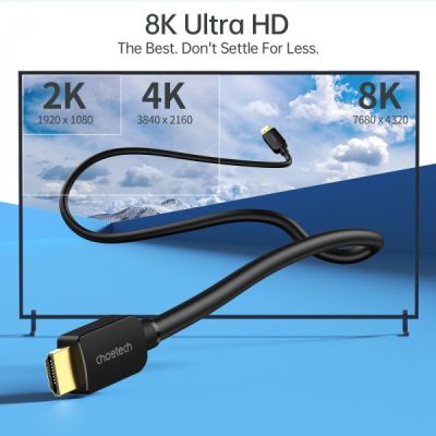 Кабель мультимедийный HDMI M to HDMI M 2.0m V2.1 8K60Hz HDR10 HLG Choetech (XHH-TP20) | Зображення 3