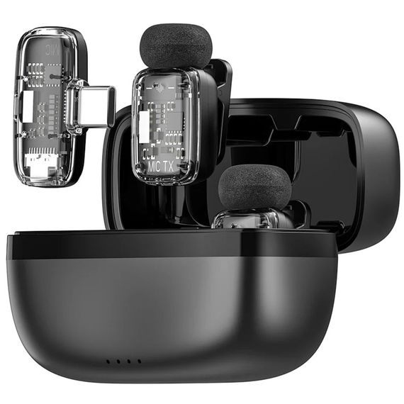 Петличный беспроводной микрофон WIWU WM008 Dual-mic ANC Type-C Black | Зображення 4