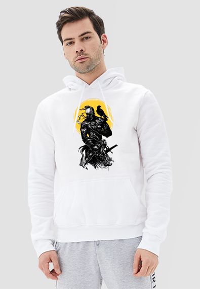 Худі чоловіче біле з принтом "Козак", 2XL